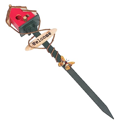 Gatuida Vogelhaus Ornamente Gartenvogel-Ornamente Vogelhäuschen-pfahl Für Draußen Vogelhaus-gartenpfahl Vogelschmuck Für Den Garten Bauernhaus Vogelhaus Haus Rattan Zufällige Farbe von Gatuida