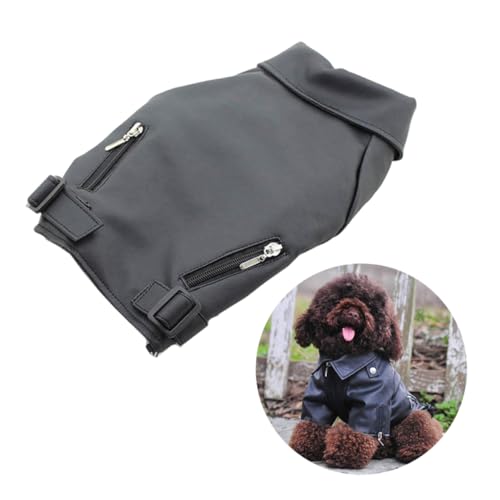 Gatuida Warmer Hundemantel aus PU mit Reißverschluss Winddichte Hundeweste für Kaltes Atmungsaktiv und Leicht durch Reflektierende Details Schwarz von Gatuida