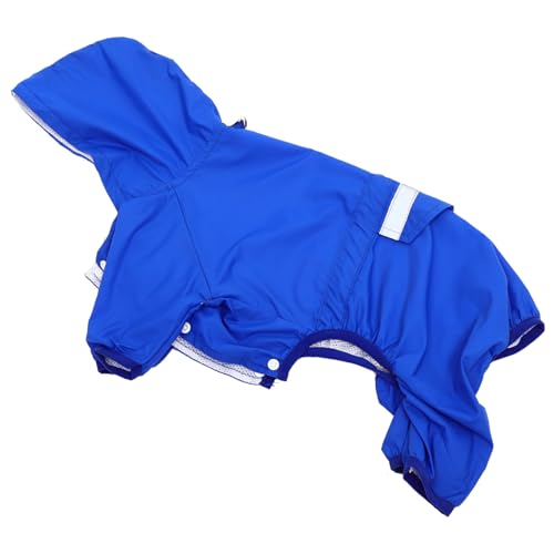 Gatuida Wasserfester Welpen Regenmantel mit Kapuze Reflektierender Schutz Elastischer Overall für Kleine und Mittlere Hunde Atmungsaktiv Sicher bei Dunkelheit Blau von Gatuida