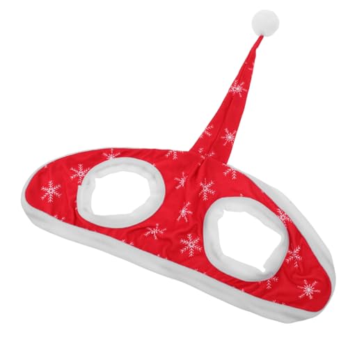 Gatuida Weihnachtliche Pferdemütze mit Rotem Schneeflocken-Design Weiches Plüschfleece Große Einstellbare Pferde-Santa-mütze für Festliche Reitparaden und Stallfeiern von Gatuida