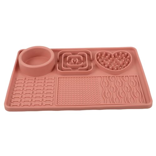 Gatuida für Hunde und Katzen rutschfeste Futtermatte mit Saugnapf Langsame Fütterung für Gesunde Verdauung für Snacks und Leckereien Lebensmittelechtes Große Rosa von Gatuida