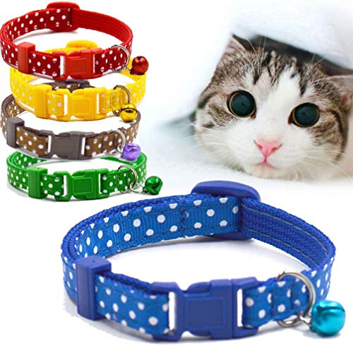 Gatuida Welpenhalsbänder Superweiches Nylon-Polka- Für Kleine Hunde Verstellbare Wurfhalsbänder Für Welpen Erkennungshalsbänder Mit Glöckchen (Kaffee) von Gatuida