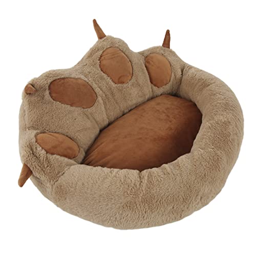 Gatuxe Katzennest mit Pfotenabdruck, Bequeme PP-Baumwolle, speziell entwickelt mit wasserdichter Basis, waschbares Katzennest für Haustiere(Braun) von Gatuxe