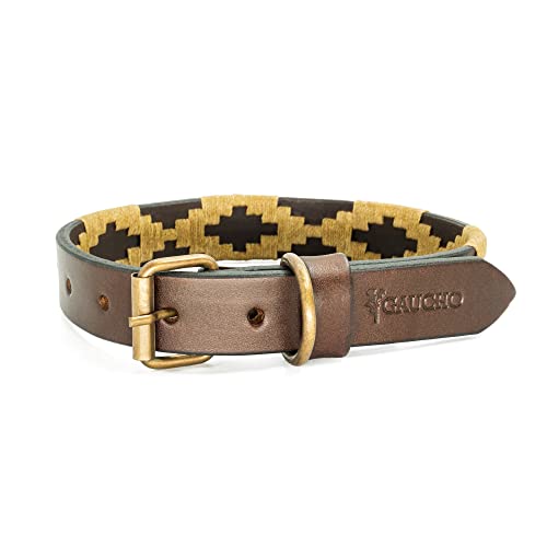 GauchoLife Polo-Hundehalsband, Leder, handgenäht, Größe L, Dorado von GauchoLife