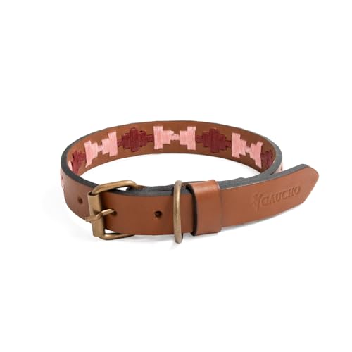 GauchoLife Polo Hundehalsband, Leder, handgenäht, Größe L, Pink von GauchoLife