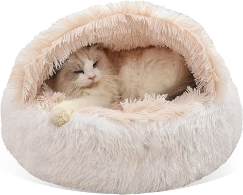 Gavenia Katzenbett, rund, flauschig, mit Kapuze, Katzenbett, Höhle mit nicht gefaltetem Plüschbezug, rutschfeste und wasserdichte Unterseite, waschbares Bett für verbesserten Schlaf Gavenia Katzenbett, rund, flauschig, mit Kapuze, Katzenbett, Höhle mit nicht gefaltetem Plüschbezug, rutschfeste und wasserdichte Unterseite, waschbares Bett für verbesserten Schlaf von Gavenia