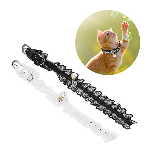 2PCS Katzenhalsband, verstellbare Spitze Hochzeitskleid Festivals Haustier Halsband Dekoration schwarz weiß für kleine Katzen Hunde 2PCS Katzenhalsband, verstellbare Spitze Hochzeitskleid Festivals Haustier Halsband Dekoration schwarz weiß für kleine Katzen Hunde von Gavigain
