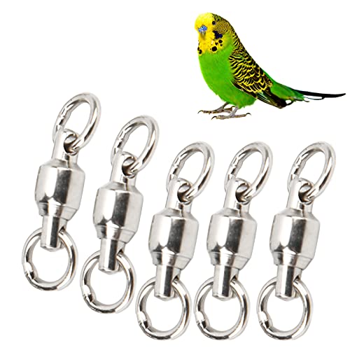 Gavigain 10 Pack Edelstahl Vogelfußringe, robust, 360 ° rotieren, bequem für kleine und mittelschwere Papageien, ideal für Vogeltraining und Aktivität (2#) von Gavigain