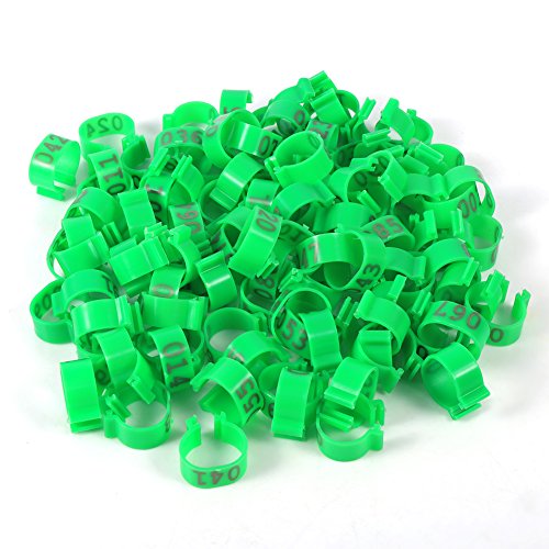 Gavigain 100pcs 6Color 16 mm nummeriertes Plastikpreisbänder Ringe wiederverwendbares Geflügelbetrieb Management (Green) von Gavigain