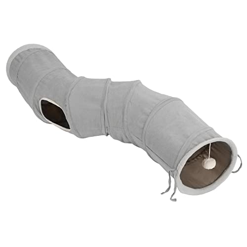 Gavigain 118 cm Katzentunnel, Wildleder -Wollmaterial, Fischmundlöcher, hängende Kugel, faltbar und tragbar, für Katzen, Kätzchen und kleine Haustiere von Gavigain