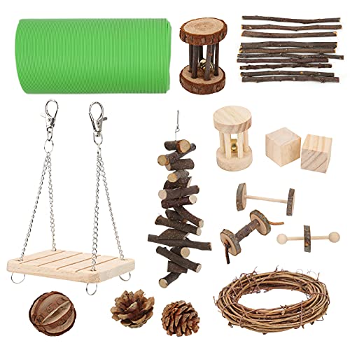 Gavigain 15 PCs Hamster Spielzeug Holz Versteckbewegung Molaren Spielzeug Chinchillas Meerschweinchen Kaninchen Kaninchen von Gavigain