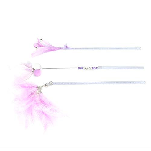 Gavigain 3pcs/Set cat Funny Stick Stabwand Bowknot Design Haustier Teaser -Spielzeug mit knuspriger Glocke und Feder von Gavigain