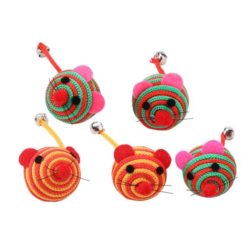 Gavigain 5 Pack buntes ratten förmiger Spielzeug, Jingle Bell Inside, Biss Nylon, Non, Stress Relief, für Welpen und Kätzchen Gavigain 5 Pack buntes ratten förmiger Spielzeug, Jingle Bell Inside, Biss Nylon, Non, Stress Relief, für Welpen und Kätzchen von Gavigain
