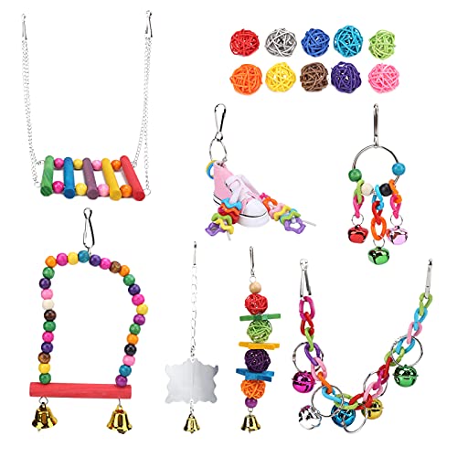 Gavigain 5 -teiliges Vogelspielzeugset, sicheres Nichtholz, Schaukeln, Glocken, Kauspielzeug, geistige Stimulation, körperliche Aktivität, für Papageien und kleine Vögel Gavigain 5 -teiliges Vogelspielzeugset, sicheres Nichtholz, Schaukeln, Glocken, Kauspielzeug, geistige Stimulation, körperliche Aktivität, für Papageien und kleine Vögel von Gavigain