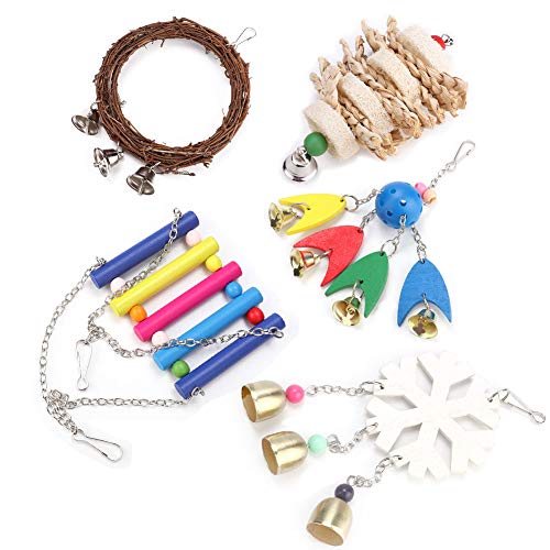 Gavigain 5pcs Vogelspielzeugset, Holzkletterspielzeug, interaktiver Schwung mit Glocken, fördert Bewegung und reduziert Langeweile für kleine Vögel und Papageien Gavigain 5pcs Vogelspielzeugset, Holzkletterspielzeug, interaktiver Schwung mit Glocken, fördert Bewegung und reduziert Langeweile für kleine Vögel und Papageien von Gavigain