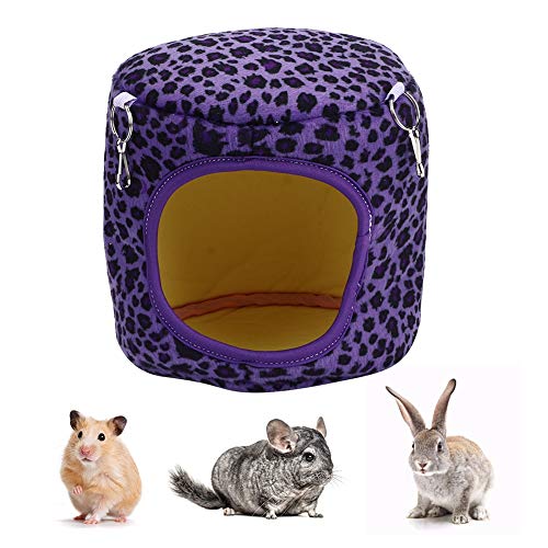 Gavigain Baumwollhamster warme Hängematte Hänge Nest Meerschwein (Leopard Print Purple) von Gavigain