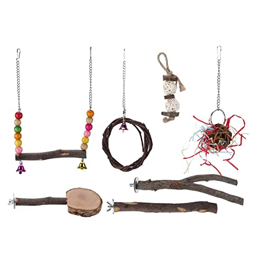 Gavigain Bird Toy Set, 7 Stücke, Applewood Vine Bugs, Schaukel, Kletterspielzeug, körperliche Aktivität, mentale Stimulation, für aktive Vögel Gavigain Bird Toy Set, 7 Stücke, Applewood Vine Bugs, Schaukel, Kletterspielzeug, körperliche Aktivität, mentale Stimulation, für aktive Vögel von Gavigain