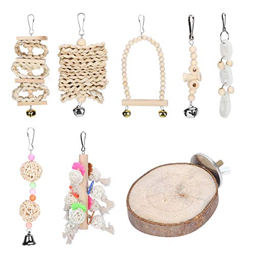 Gavigain Bird Toy Set, 8 Stücke, Holz, Klettern, Kauen, Schwingen, Nicht, farbenfroh, interaktiv, für Papageien und Vögel Gavigain Bird Toy Set, 8 Stücke, Holz, Klettern, Kauen, Schwingen, Nicht, farbenfroh, interaktiv, für Papageien und Vögel von Gavigain