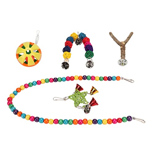 Gavigain Bird Toy Set, Holzschwung, Glocke, Ball, Perlenbrücke, Rattanspielzeug, sicheres Holz, interaktives Spielzeug für Sittiche und kleine Vögel Gavigain Bird Toy Set, Holzschwung, Glocke, Ball, Perlenbrücke, Rattanspielzeug, sicheres Holz, interaktives Spielzeug für Sittiche und kleine Vögel von Gavigain