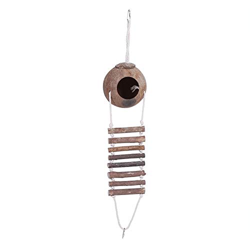 Gavigain Coconut Shell Bird Nest, robuste Konstruktion, Seilleiter zum Klettern und Spielen, gemütliches und geräumiges Design, für kleine Vögel und Papageien (Type 2) von Gavigain