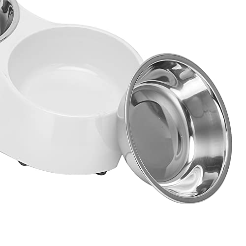 Gavigain Doppel-Edelstahl-Haustier-Fütterung Station, rutsch Feste Gummi Basis, leicht zu reinigen, robust und sicher, für kleine und mittlere Hunde Katzen (White) von Gavigain