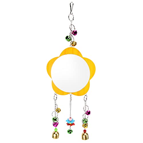 Hühnerspiegelspielzeug Holz Huhn Hanging Mirror Spielzeug mit Bell Hühnchenspielzeug zum Sittich Vogel spielen von Gavigain