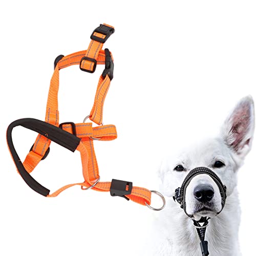 Gavigain Hundekopfhalsband, atmungsaktives Hundekopfgeschirr, Hundemundschutz mit verstellbarem Riemen für den Außenbereich (L) von Gavigain