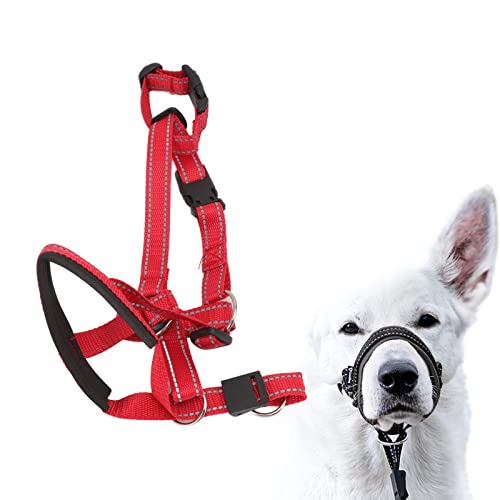 Gavigain Hundekopfhalsband, atmungsaktives Hundekopfgeschirr, Hundemundschutz mit verstellbarem Riemen für den Außenbereich (XL) von Gavigain