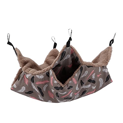 Gavigain Kleine Haustier Doppelschicht Hängematte weiche und Bequeme Hamster hängen warmes Bett mit festem Metallhaken (Feather) von Gavigain