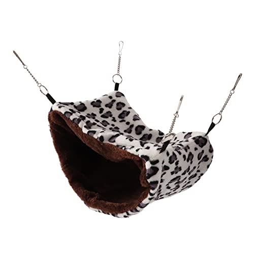 Gavigain Kleine Haustierkäfig Hängematte weiche Plüsch -Doppelschicht -Hangbett für Eichhörnchen Hamster warm gemütlicher Schlafsack (Gray Spots) von Gavigain