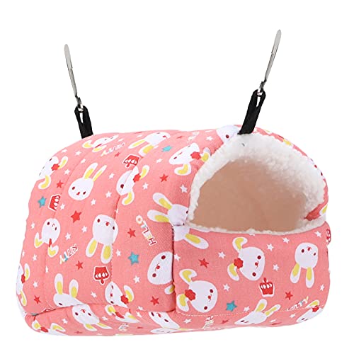 Gavigain Kleines Haustier hängende Hängematten -Cartoon -Design Weich warmes Baumwollbett für Hamster (Pink) von Gavigain