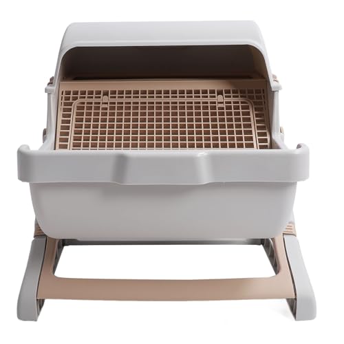 Gavigain Large Semi -automatische Katzentoilette, Spritzer Beweis, Geruchskontrolle, einfache Reinigung, für große Katzen, Angstuntersuchung, hygienisches Design von Gavigain