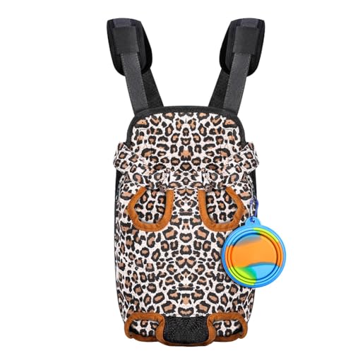 Gavigain Leopard Print Pet Rucksack, bequem und atmungsaktiv, einfacher Zugangs Reißverschlüsse für kleine bis mittlere Hunde und Katzen, ideal zum Wandern und Reisen von Gavigain