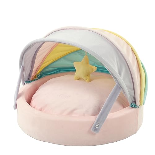 Gavigain Rainbow Cat Nest Soft Comfortable Bottom Skid Design for Cats Dogs Pets All Seasons (Dual Use Pet House) von Gavigain
