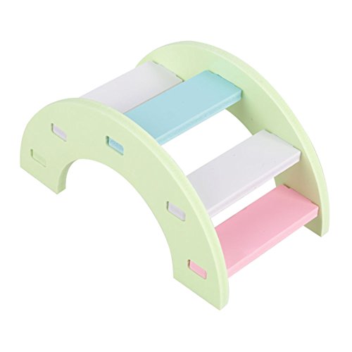 Gavigain Regenbogen Holz Hamster Play Bridge Spielzeug Wiseaw Aktivität Käfig Haustier Meerschweinchen Rosa Grün (Green) von Gavigain
