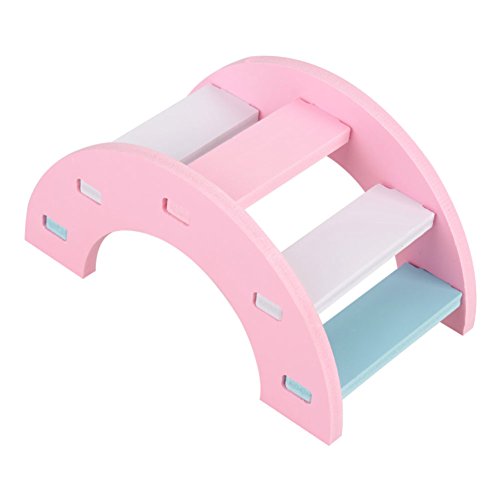 Gavigain Regenbogen Holz Hamster Play Bridge Spielzeug Wiseaw Aktivität Käfig Haustier Meerschweinchen Rosa Grün (Roseate) von Gavigain