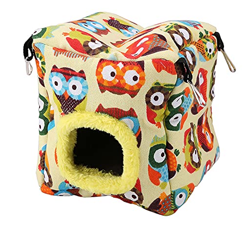 Gavigain Small Pet Hängematte, Eulendesign, weiche Segel -Samtschwamm, gemütlicher Rückzug, einfache Pflege, für Vögel und kleine pelzige Haustiere (L Owl) von Gavigain