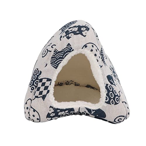 Gavigain Winter warmes Hamsterbett Winddichte gemütliche kleine Haustierhöhlenbett Chinchilla Meerschweinchen Igel Frettchen Katze Haus (White cat Head) von Gavigain