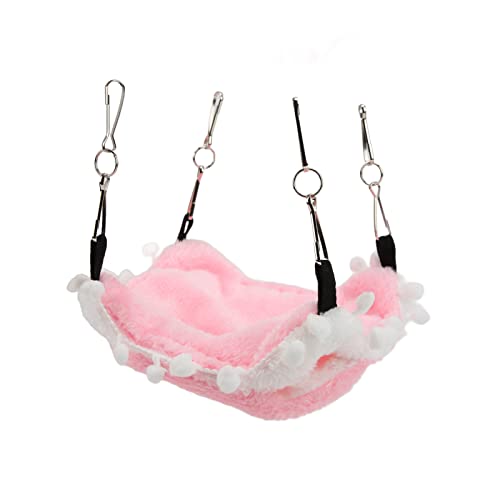 Kleines Tier hängende Hängematte Plüsch Haustier Etagebett Käfig Hängematte warmes Unterkunft Geeignete Hamstern Ratten [Innenräume] Zuckerglanzer Frettchen rosa (Pink) von Gavigain