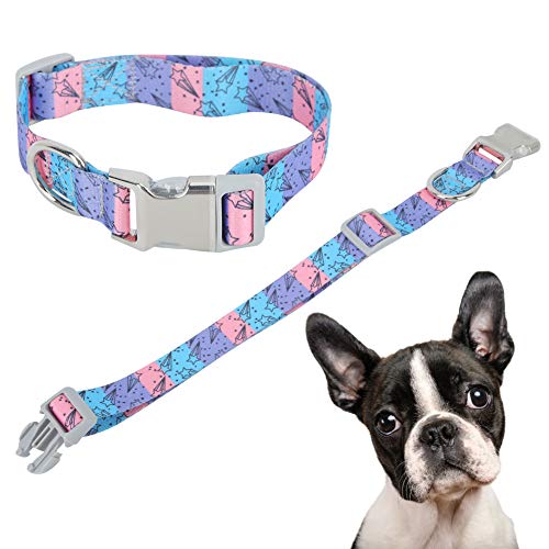 Nylon-Haustierhalsband, verstellbare Metallschnalle, bedrucktes Trainings-Halsband, Zubehör für kleine, mittelgroße Hunde, Star (M) von Gavigain