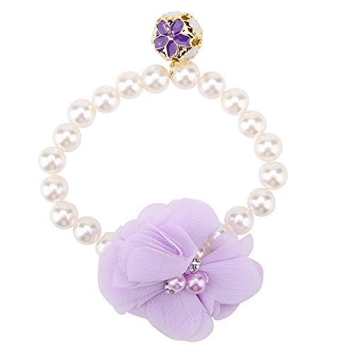 Pet Pearl Flower Collar, Dog Elastic Necklace for Puppy Collar Jewelry Accessory (Lila) von Gavigain