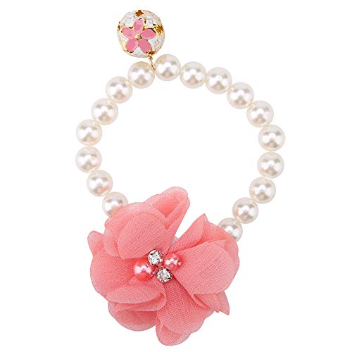 Pet Pearl Flower Collar, Dog Elastic Necklace for Puppy Collar Jewelry Accessory (Rosa) von Gavigain