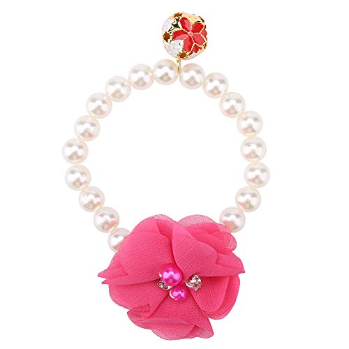 Pet Pearl Flower Collar, Dog Elastic Necklace for Puppy Collar Jewelry Accessory (Rosenrot) von Gavigain