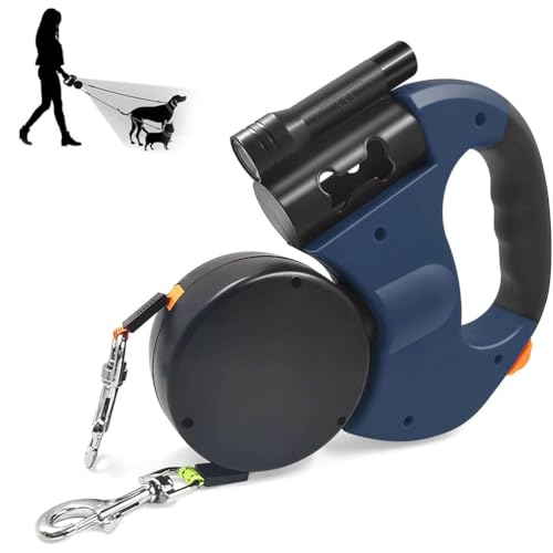 Gaxcent Doppelte Einziehbare Hundeleine, Strapazierfähig, Flexible Einziehbare Hundeleine Doppelleine Zwei Hunde mit LED Licht und Müllbox für Kleine und Mittelgroße Hunde, Kein,Blau Gaxcent Doppelte Einziehbare Hundeleine, Strapazierfähig, Flexible Einziehbare Hundeleine Doppelleine Zwei Hunde mit LED Licht und Müllbox für Kleine und Mittelgroße Hunde, Kein,Blau von Gaxcent
