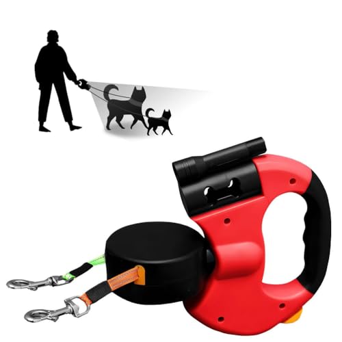 Gaxcent Doppelte Einziehbare Hundeleine, Strapazierfähig, Flexible Einziehbare Hundeleine Doppelleine Zwei Hunde mit LED Licht und Müllbox für Kleine und Mittelgroße Hunde, Kein,Rot Gaxcent Doppelte Einziehbare Hundeleine, Strapazierfähig, Flexible Einziehbare Hundeleine Doppelleine Zwei Hunde mit LED Licht und Müllbox für Kleine und Mittelgroße Hunde, Kein,Rot von Gaxcent