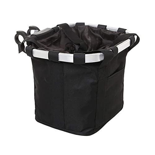 Gaxcent Fahrradkorb, Faltbarer Fahrradvorderkorb, Abnehmbare Lenkerkorbtasche Für Kleine Hundeeinkaufspicknick, 33 X 27 X 26 cm,Schwarz von Gaxcent