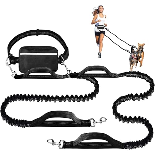 Gaxcent Joggingleine Hunde, Joggingleine Für 2 Hunde Mit Bauchgurt, Bauchgurt Hundeleine, Mit Reißverschlusstasche Für Dog Leash Für Laufen,Schwarz Gaxcent Joggingleine Hunde, Joggingleine Für 2 Hunde Mit Bauchgurt, Bauchgurt Hundeleine, Mit Reißverschlusstasche Für Dog Leash Für Laufen,Schwarz von Gaxcent