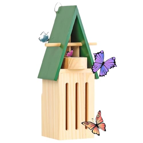Gaxcent Schmetterlingshaus Mit Futterspender, Natürlicher Schmetterlingslebensraum, Holz, Schmetterlingsunterschlupf, Gartendekoration,Multi Colored Gaxcent Schmetterlingshaus Mit Futterspender, Natürlicher Schmetterlingslebensraum, Holz, Schmetterlingsunterschlupf, Gartendekoration,Multi Colored von Gaxcent