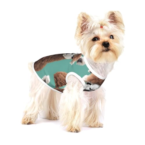 Alpaka-Lama-Print T-Shirts für kleine Hunde, modisches Hemd, atmungsaktiv, ärmellos für kleine Hunde von GaxfjRu