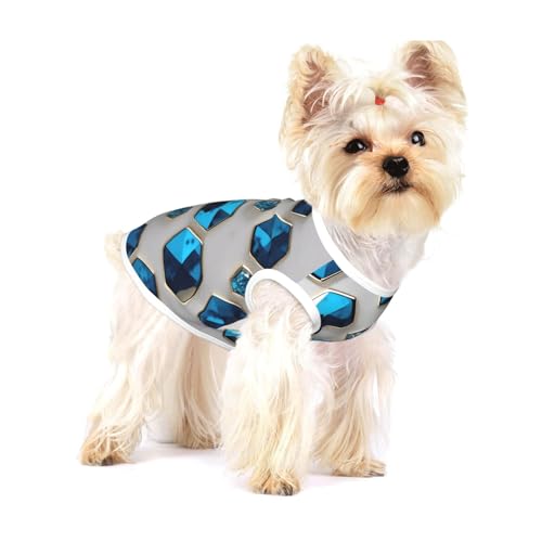 Blaue Sechsecke und Diamanten bedruckte T-Shirts für kleine Hunde, modisches Hemd, atmungsaktiv, ärmellos für kleine Hunde Blaue Sechsecke und Diamanten bedruckte T-Shirts für kleine Hunde, modisches Hemd, atmungsaktiv, ärmellos für kleine Hunde von GaxfjRu